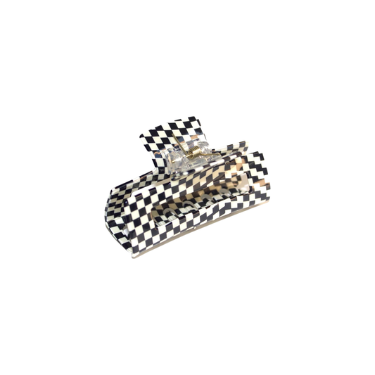 Checkered Claw Clip in Tortoise